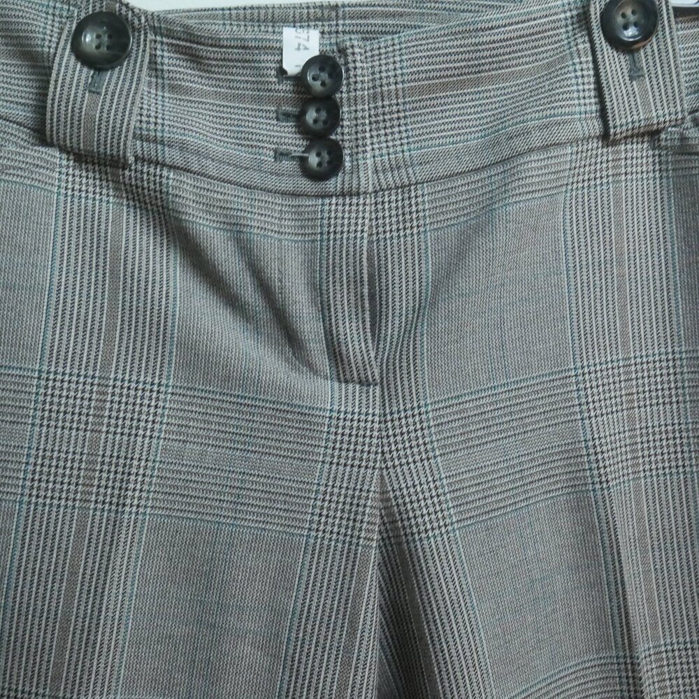 Ann Taylor LOFT Gray Plaid Dress Pants - Houndstooth Pattern - Women's Size 0P